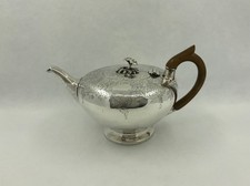 Antique Georgian III Solid Sterling Silver Engraved Small Tea Pot London 1812