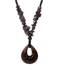 Purple beaded necklace with amethyst chips  gemstones
