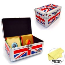 Gorilla 200 x 7" Singles Vinyl Record Box Storage Carry Case Union Jack (Pair)