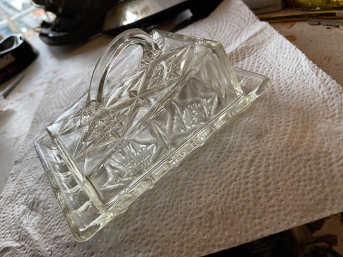 Vintage glass patterned butter