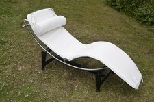 Le Corbusier LC4 Style white Chrome Chaise Longue  Chair (Copy) garden lounger