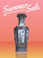 Qing Qianlong Ceramic Vase Enamel Gilt Hexagon Vase Chinese Antique Reproduction