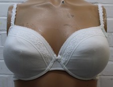 Ex M&S Per Una Ladies White Modal Blend Lace Trim T-Shirt Bra - Size 34E