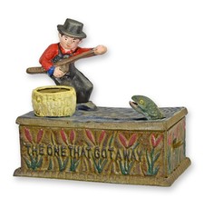 Money box cast iron fisherman