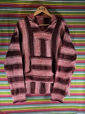 Vintage Men’s Baja Surfer Hippy Party Festival Hoodie Multicoloured White Uk XL