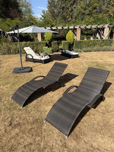 Pair rattan sun loungers - pair,