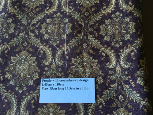 Fabric purple with - , cream/brown