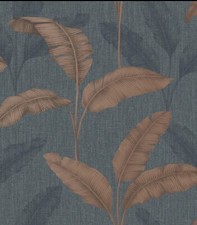Amara Palm Leaf Navy/Copper wallpaper Rasch 283463 Clearance