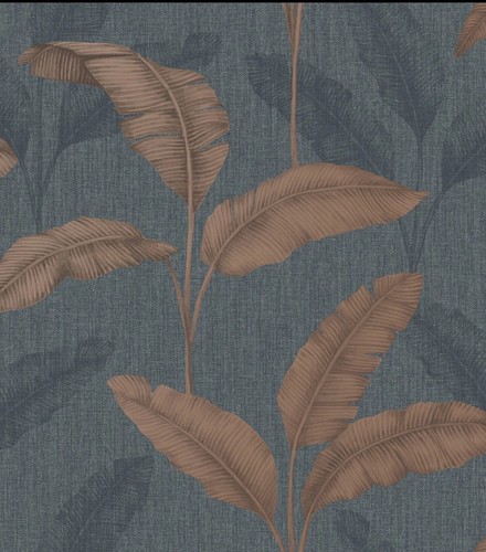 Amara palm leaf navy - palm, navy/copper