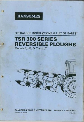 Ransomes tsr300 plough hs - plough, s,