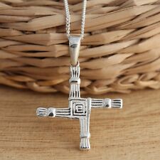 Solid 925 Sterling Silver St Bridgets/Brigids Celtic Cross Pendant Jewellery Box