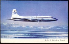 BOAC Propeller Aircraft: Turbo-Prop Britannia. Vintage Postcard. Free UK Postage