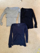 3x Seraphine nursing pregnancy feeding maternity tops S 8 10 small navy grey