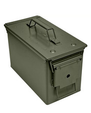 2 x .50 Cal New Metal Ammo Box Military Storage Container  Olive Green Clasp