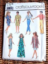 Vintage 1980s Simplicity 7928 Sewing Pattern Barbie Ken Sindy Dolls Clothes FF