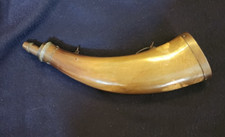 Vintage Flat Metal Powder Horn