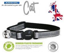 Ancol  Gloss Silver Reflective Quick Release Safety Buckle Cat Collar