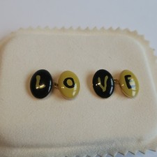 "Love" enamelled cufflinks -