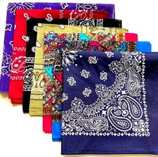 Paisley Pattern Bandana Head Neck Scarf Blue Red Black Beige Cotton Wrist Wrap
