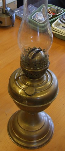 Vintage oil lamp with brass - oil,