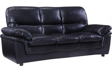 SOFAINSTORE Monza Black 3 Seater Sofa – Leather, Deep Seats, Static Frame