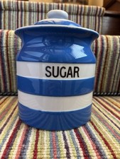 Cornishware TG Green Blue and White Large 7.5 inch Sugar Jar