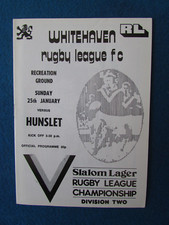 Whitehaven v Hunslet Rugby League Programme 25/1/81