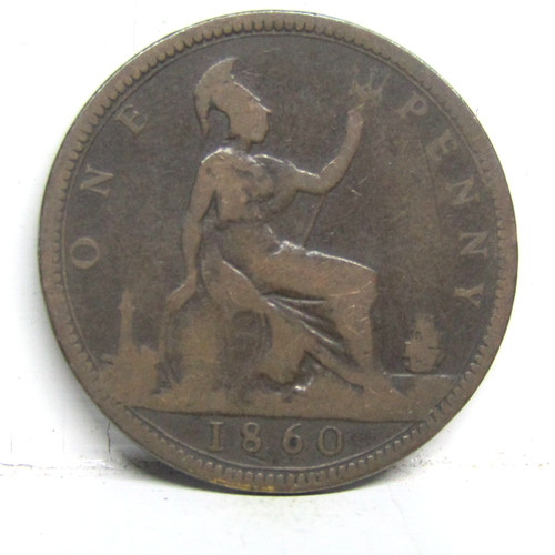 1860 one penny coin toothed - coin,