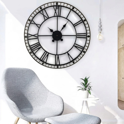 Large metal wall clock - wall, roman