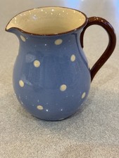 Vintage Babbacombe Pottery Baby Blue Polka Dot Jug/Creamer 11cm high 
