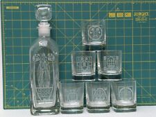 Set of 6 Crystal Decanter RENNIE MACKINTOSH Whisky Tumbler Glasses Art Deco New 