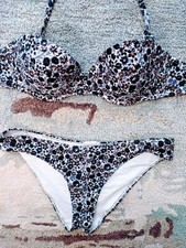 Ladies Jack Wills Bikini Top And Bottoms Uk 12 Ditsy Floral Print Blue *