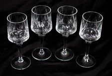 Set of 4 Stuart Glass Crystal Carlingford Hock classic cut wine glasses.