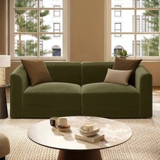 Olive Green Velvet Curved