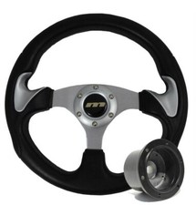 320mm Black /Silver Moulded Steering Wheel + Boss fits Vauxhall Vectra A 2.0i GT