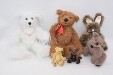 Collection of 6 Handmade Artist Teddy Bears and Bunny Plush Toys