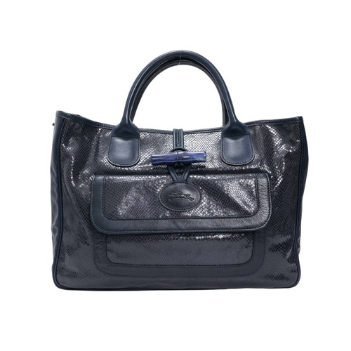 Longchamp blue python - longchamp, embossed