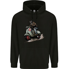 Scooter Skull MOD Moped Motorcycle Biker Mens 80% Cotton Hoodie