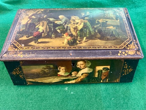 Antique lithographed tin box - lithographed,