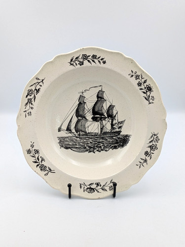 Antique creamware ship soup - creamware,