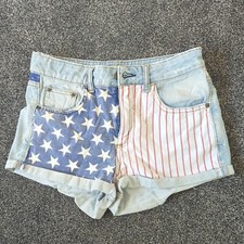 Top shop Hotpant Style Denim Shirts, Stars And Stripes, Size 8-10, VGC.
