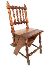 Antique 19th Century Wooden Pine Metamorphic Library Chair / Steps c.1890