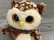 Beanie boos Wise Owl Winter Christmas plush soft toy Ty Brown Scarf Tags Poem