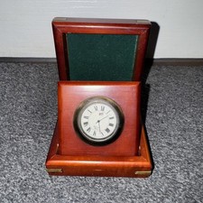Vintage Wooden Brass Desk Clock