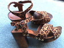 Peacocks Ladies Sandals Leopard Print Size 5 or 38