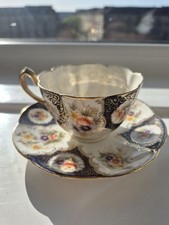 Teacup and saucer William Lowe W.L.L. hand Dec flowers  #4830 late Victorian