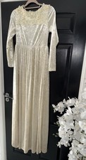Vintage Lace Custom Made 80’s Wedding Dress Slip Lined Dress Velvet Pearl Small