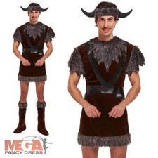 Viking Mens Saxon Fancy Dress Nordic Warrior Barbarian Adults Costume Outfit