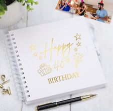 40th Birthday Present White Scrapbook, Guest Book, Photo album Rose Gold Script