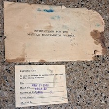 1938 MAYTAG INSTRUCTION